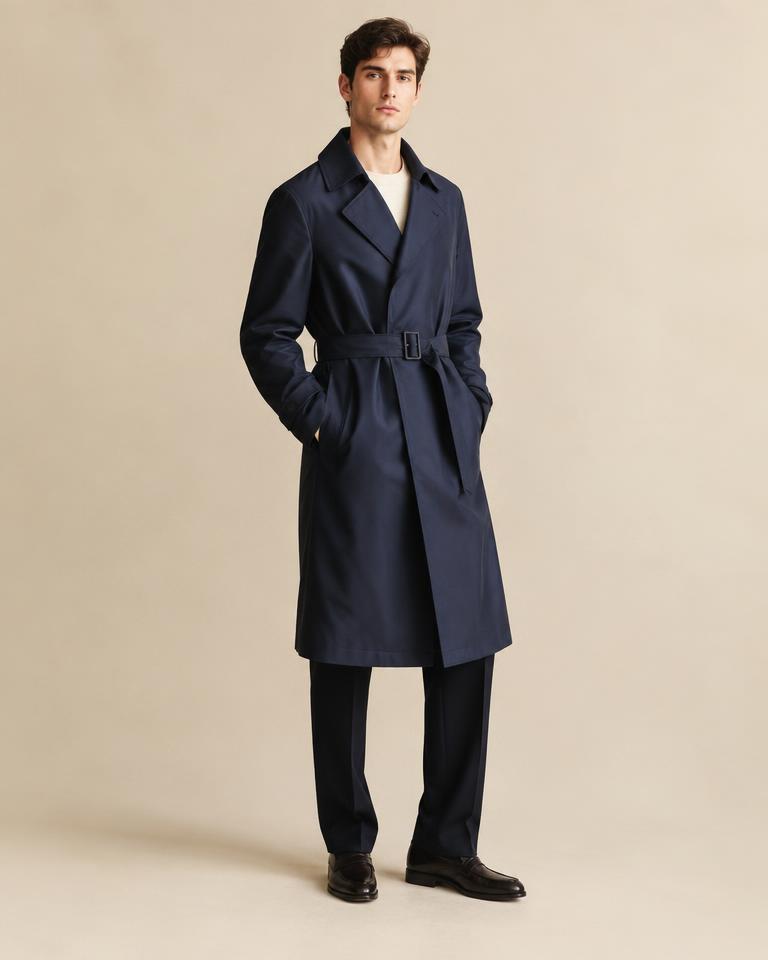 Navy Belted Coat