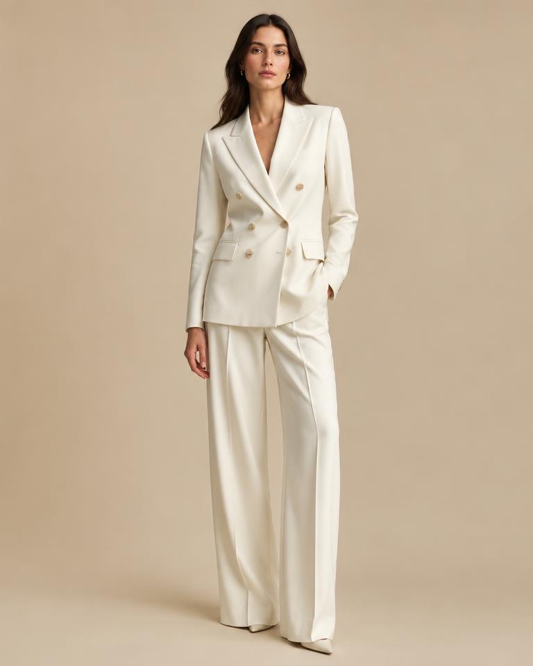 Cream Double-Breasted Suit